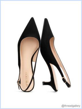 Faux Suede Kitten Heel Slingback Pointed Toe Ankle Strap Women's Pumps